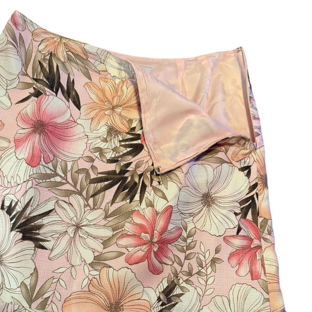 Ann Taylor Loft Y2K Silk Blend Flounce Hem Skirt 4P Coquette Floral Pink Cottage - Picture 6 of 6